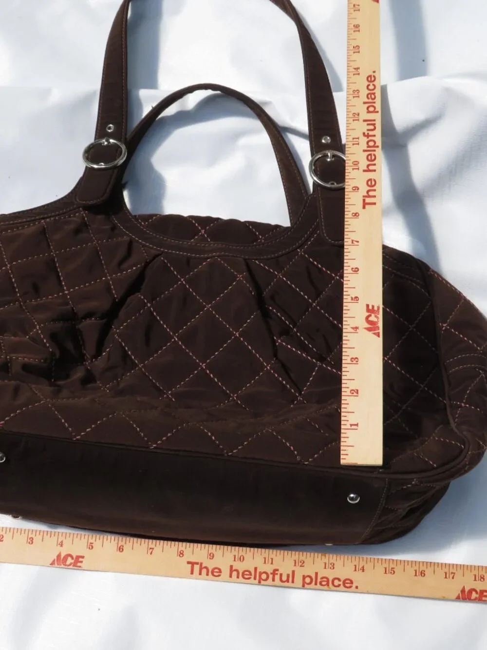 Vera Bradley Brown Quilted Diaper Bag – Floral Lining, Spacious Pockets, MomonGo